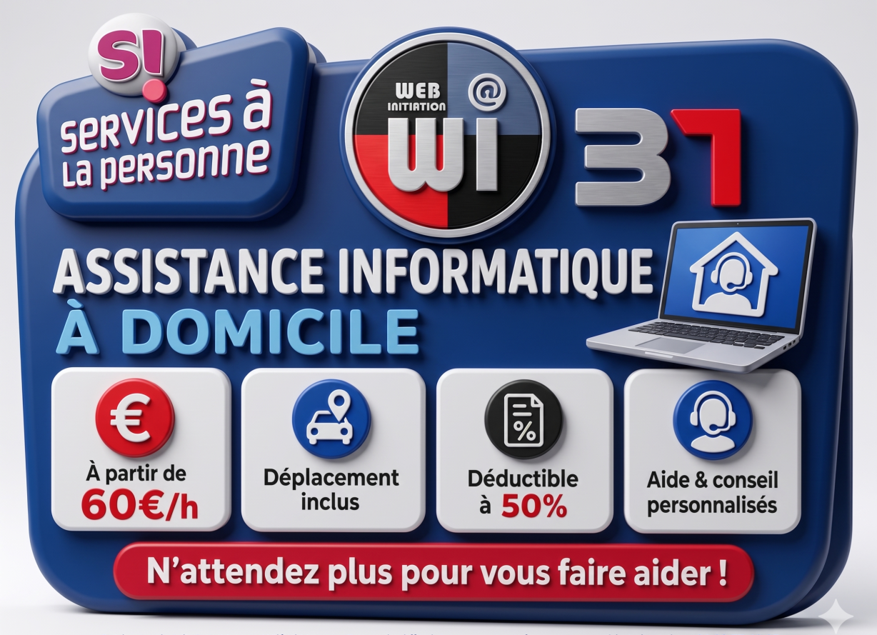 Assistance informatique à domicile à Toulouse pour particuliers, tarifs à partir de 60 € par heure, déplacement inclus et service déductible à 50 %.